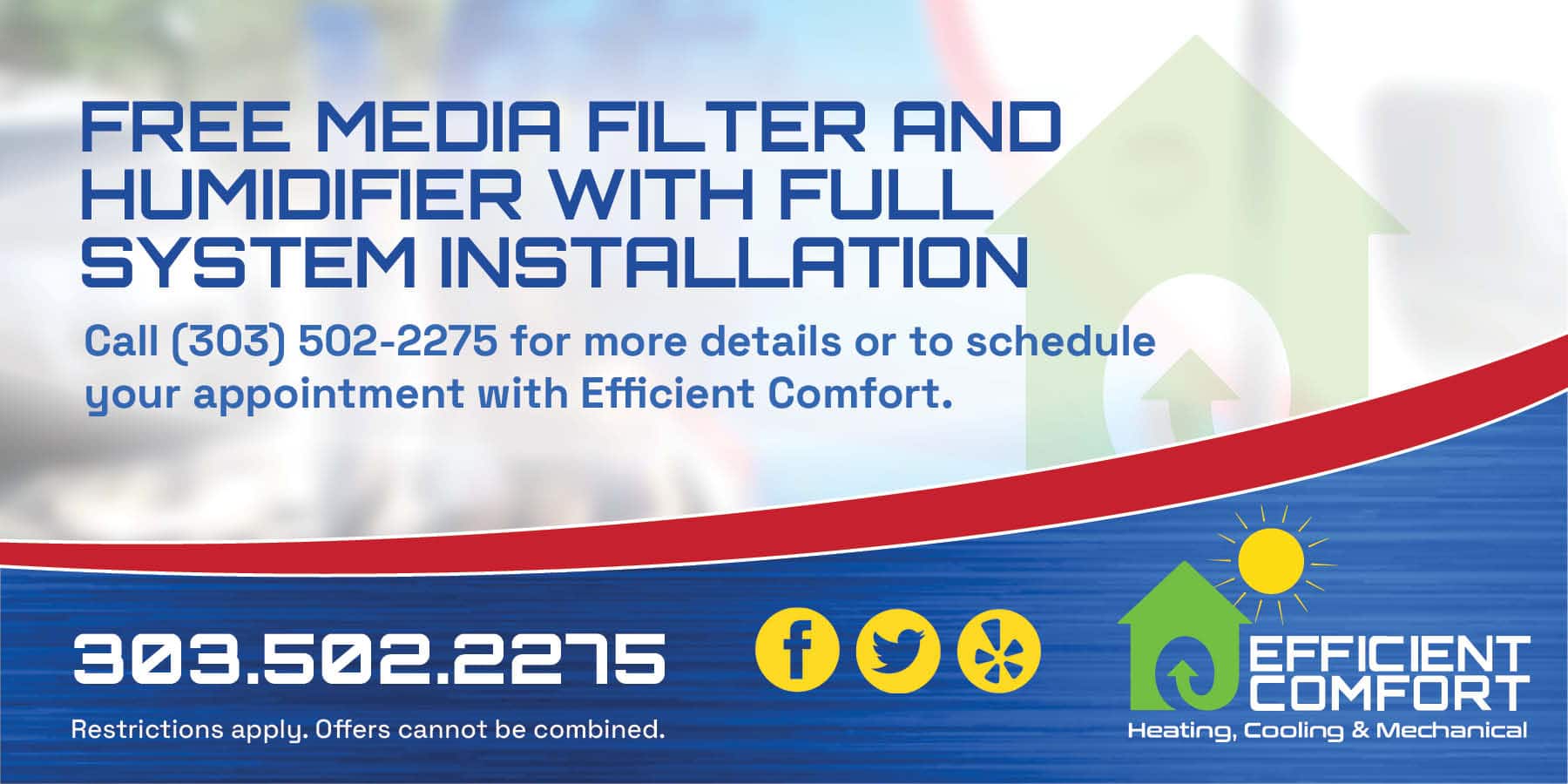 Free media filter and humidifier with full system installation.